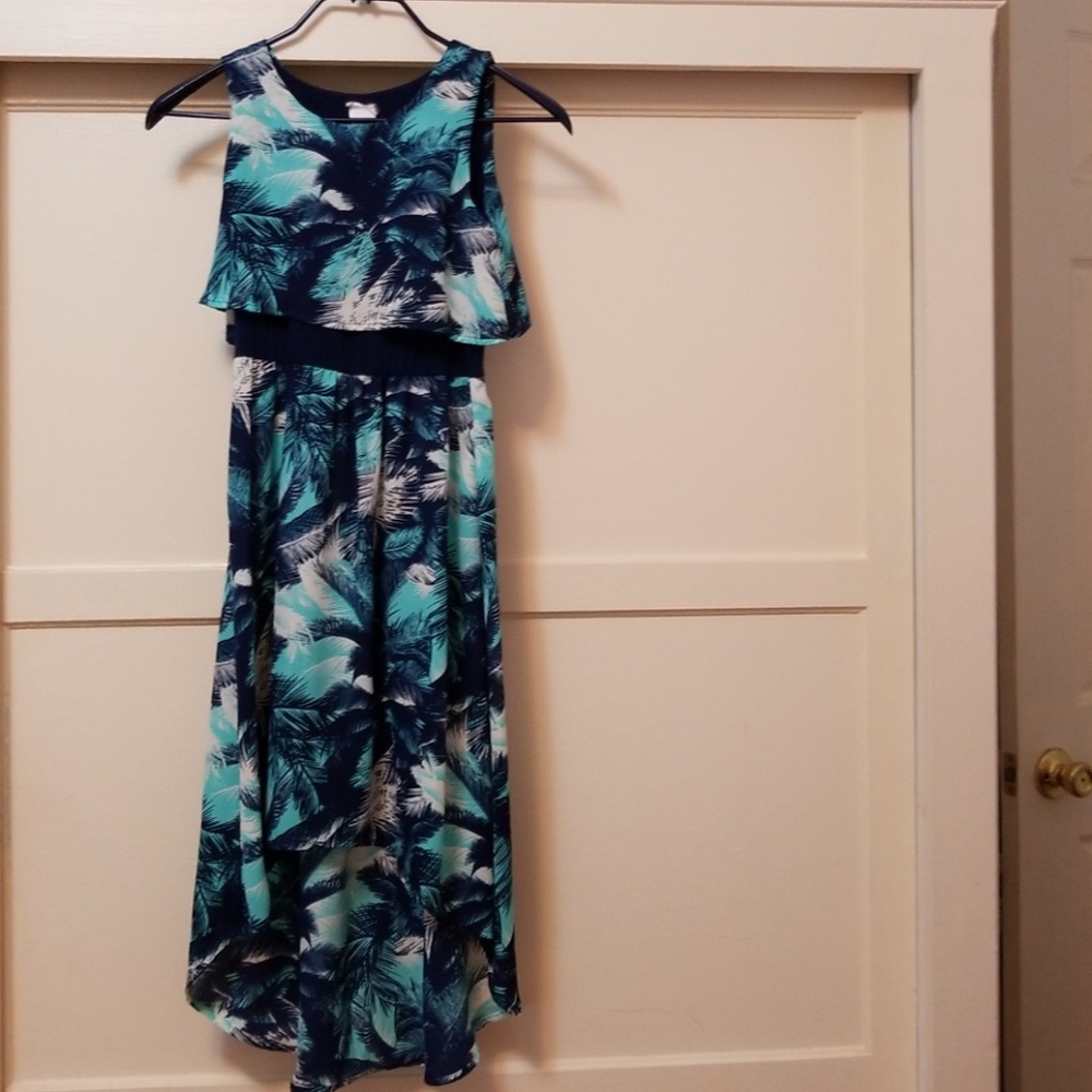 Blue palm leaf dress